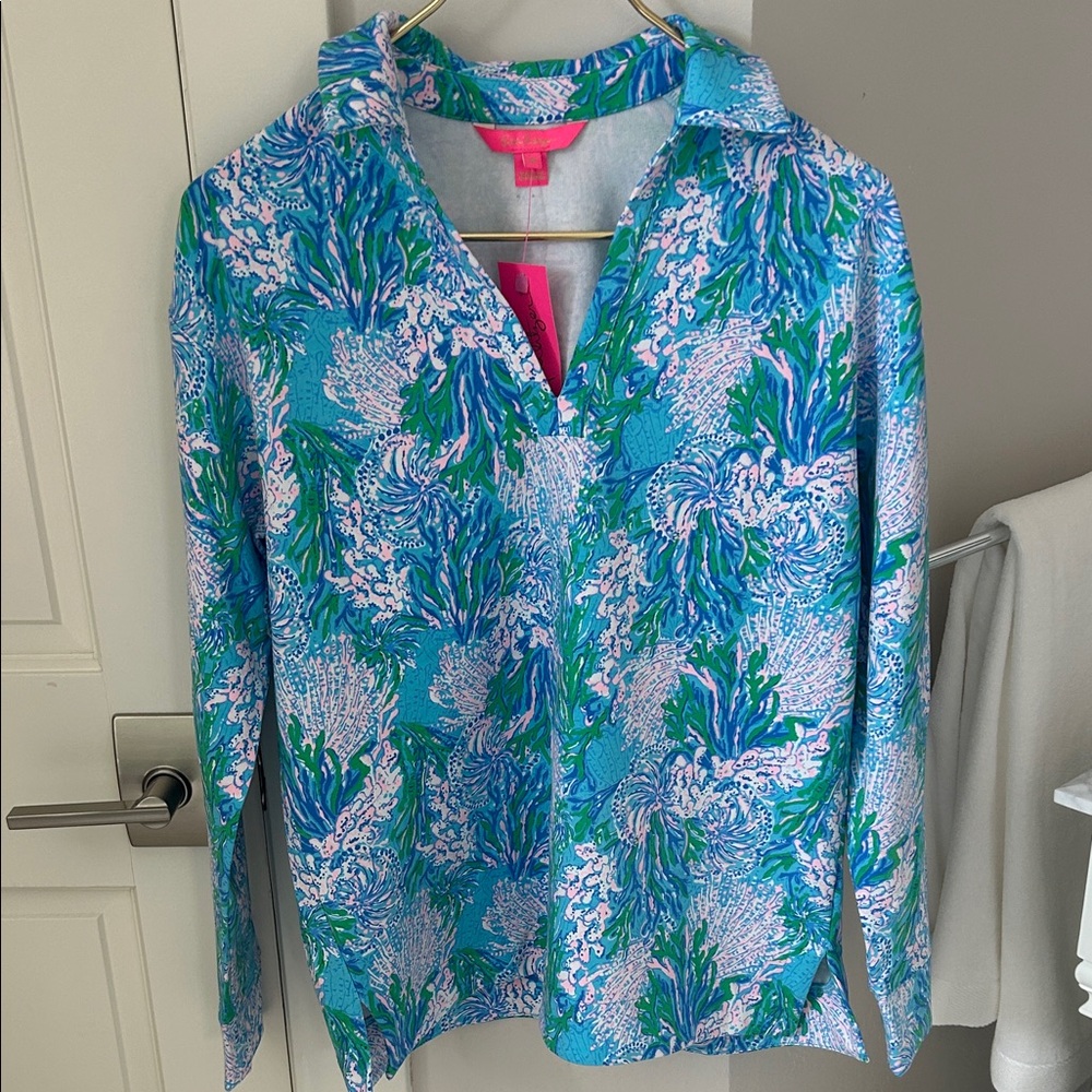 Lilly Pulitzer Blue and Green Floral Top